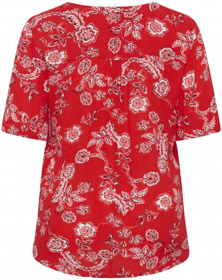 Kaffe Curve Ami Short Sleeve Blouse Printed Poppy Red - Naisten puserot ja tunikat isot koot - 
