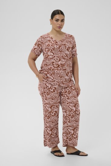 Kaffe Curve Ami Short Sleeve Blouse Printed Henna Brown - Puserot & tunikat - 