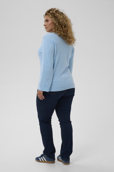Kaffe Curve Jilanda V-Neck Pullover Blue - Naisten neuleet isot koot - 