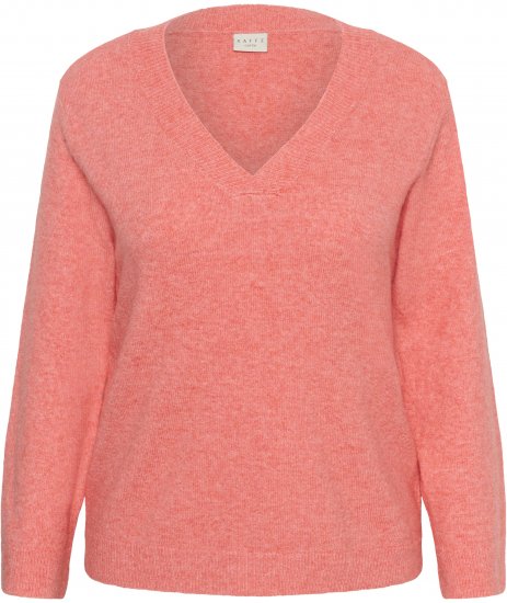 Kaffe Curve Jilanda V-Neck Pullover Red - Naisten neuleet isot koot - 