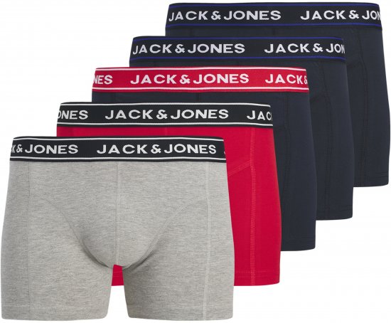 Jack & Jones Hector Solid Trunks 5-Pack Grey - Bokserit - Miesten Bokserit Isot Koot