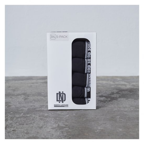 North Latitude 5-Pack Boxershorts Black - Bokserit - Miesten Bokserit Isot Koot