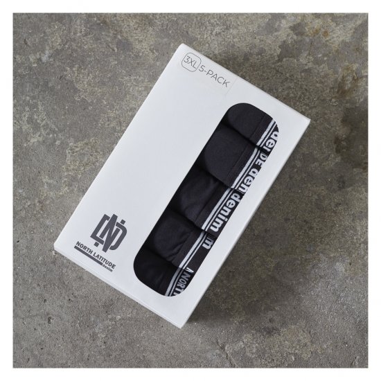 North Latitude 5-Pack Boxershorts Black - Bokserit - Miesten Bokserit Isot Koot