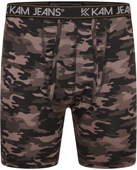 Kam Jeans 813 Camo Print Boxers Charcoal Khaki - Bokserit - Miesten Bokserit Isot Koot