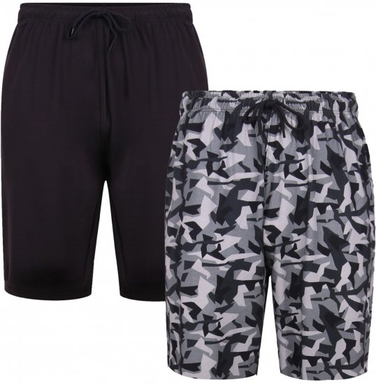 Kam Jeans Twin Pack Shorts Camo/Plain Black - Collegehousut ja collegeshortsit - Miesten Isot collegehousut ja collegeshortsit