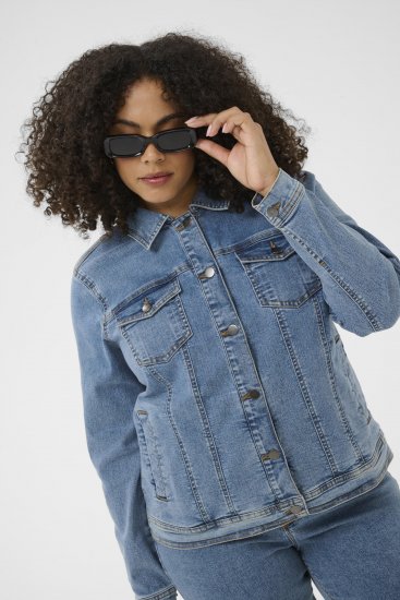 Kaffe Curve Vilana Denim Jacket Washed Blue - Farkkutakit - 