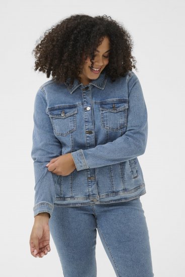 Kaffe Curve Vilana Denim Jacket Washed Blue - Farkkutakit - 