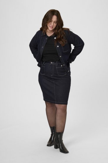 Kaffe Curve Roria Denim Skirt Dark Blue - Naisten hameet isot koot - 