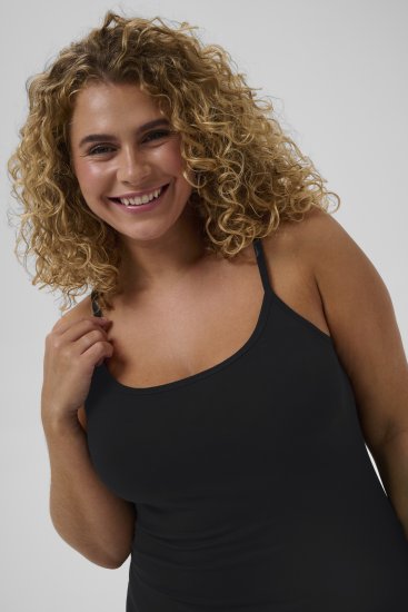 Kaffe Curve Jena Mekko Olkaimilla Musta - Naisten mekot isot koot - 