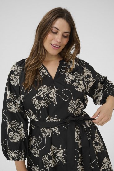 Kaffe Curve Kimmie Dress Black Chalk Embroidery - Midimekot - 