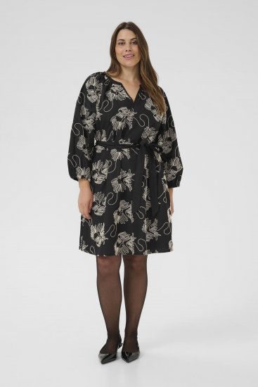 Kaffe Curve Kimmie Dress Black Chalk Embroidery - Midimekot - 