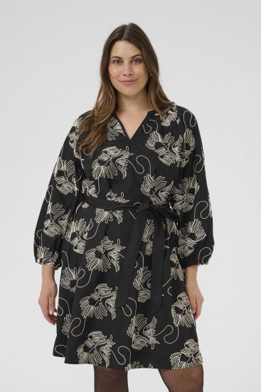 Kaffe Curve Kimmie Dress Black Chalk Embroidery - Midimekot - 
