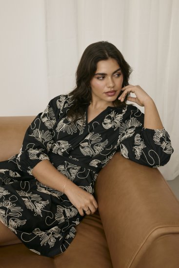 Kaffe Curve Kimmie Dress Black Chalk Embroidery - Midimekot - 