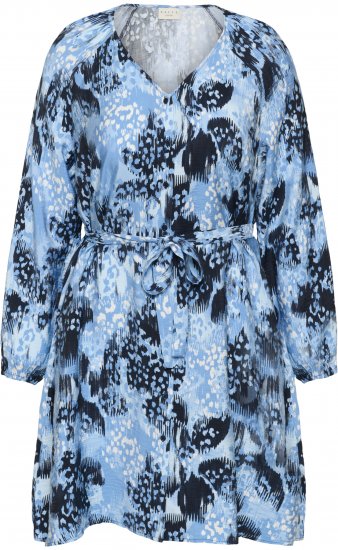 Kaffe Curve Aliana Dress Blue Flower Animal - Midimekot - 