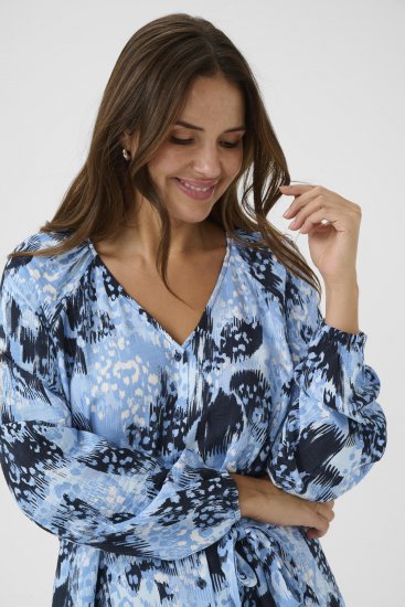 Kaffe Curve Aliana Dress Blue Flower Animal - Midimekot - 