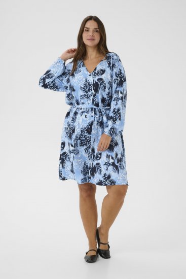 Kaffe Curve Aliana Dress Blue Flower Animal - Midimekot - 
