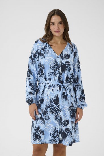 Kaffe Curve Aliana Dress Blue Flower Animal - Midimekot - 