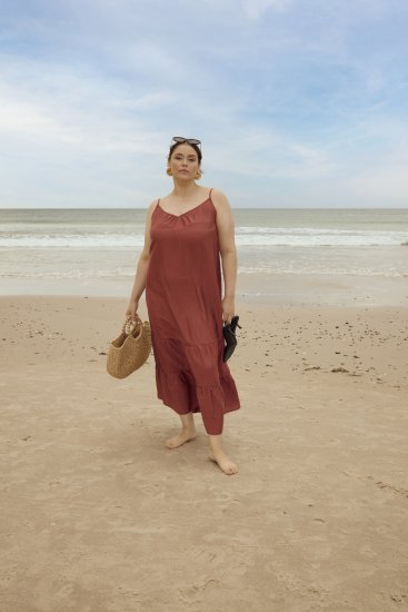 Kaffe Curve Emilia Dress Henna Brown - Maksimekot - 