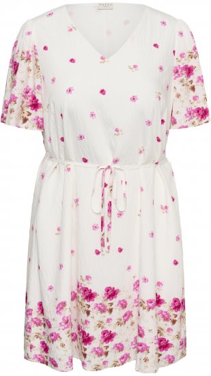 Kaffe Curve Rosa Mini Dress White Rose Border Flower - Minimekot - 