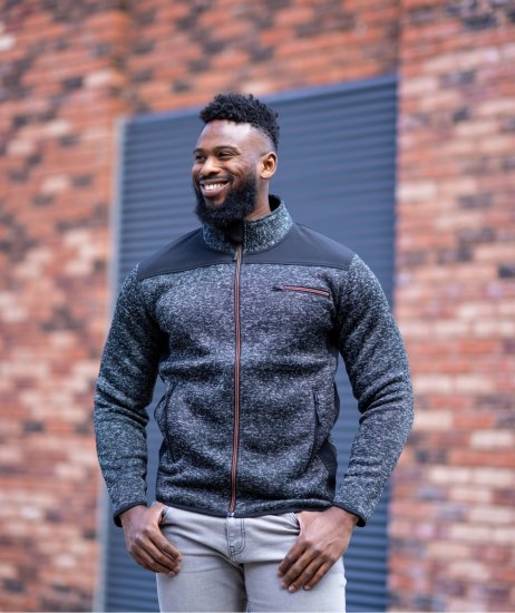 Kam jeans KV133 Twisted Marl Fleece Jacket Black - Takit - Miesten Takit, isot koot – 2XL – 12XL