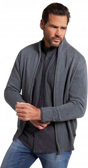 JP1880 Cardigan Knitted with Zipper Grey - Hupparit ja collegepaidat - Miesten hupparit ja collegepaidat isot koot
