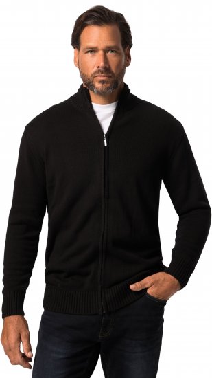 JP1880 Sweater Knitter with Zipper Black - Hupparit ja collegepaidat - Miesten hupparit ja collegepaidat isot koot