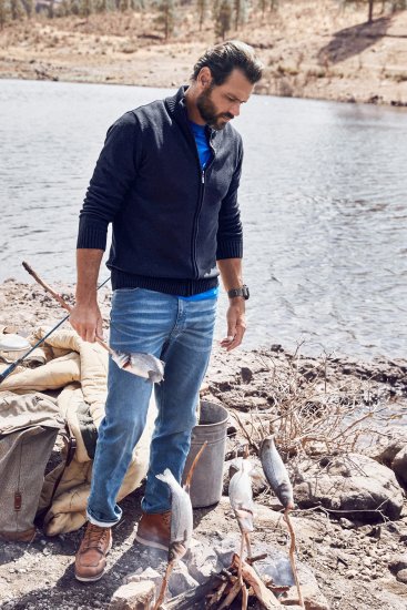 JP1880 Cardigan Knitted with Zipper Navy - Hupparit ja collegepaidat - Miesten hupparit ja collegepaidat isot koot