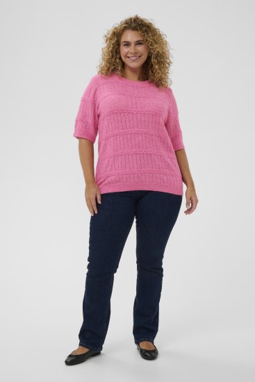Kaffe Curve Minia Pullover Pink Power Melange - Neulepaidat - 