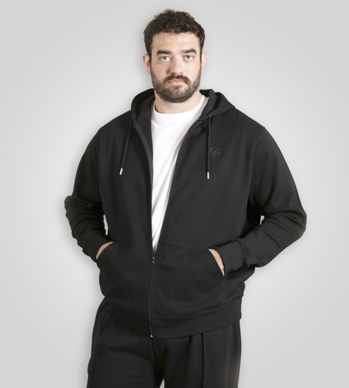 Duke Kenilworth Pin Tuck Sleeves Zip Through Hoodie Dark Navy TALL - TALL collegepaidat - 