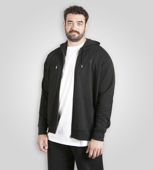Duke Kenilworth Pin Tuck Sleeves Zip Through Hoodie Dark Navy TALL - TALL collegepaidat - 