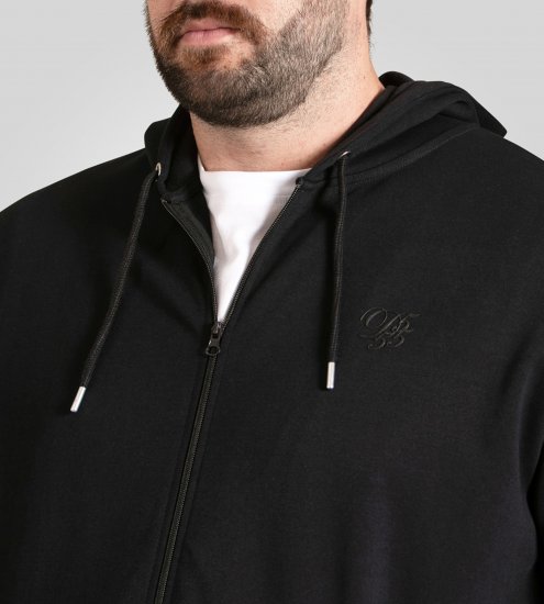 Duke Kenilworth Pin Tuck Sleeves Zip Through Hoodie Dark Navy TALL - TALL collegepaidat - 