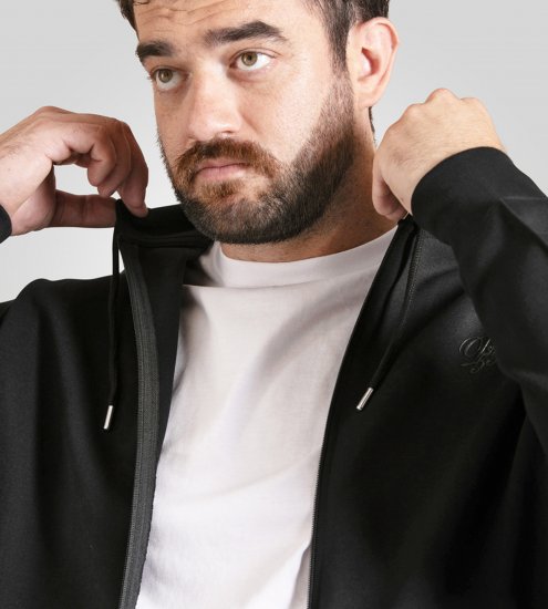 Duke Kenilworth Pin Tuck Sleeves Zip Through Hoodie Dark Navy - Hupparit ja collegepaidat - Miesten hupparit ja collegepaidat isot koot