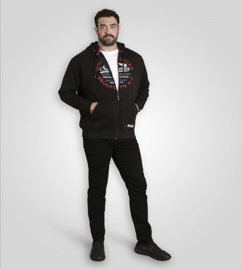 Duke Southampton Brooklyn Chest Print Full Zip Hoodie Black - Hupparit ja collegepaidat - Miesten hupparit ja collegepaidat isot koot