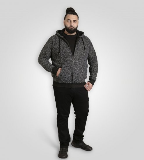 Duke Fareham Bonded Sherpa Lining Knitted Hoodie Grey - Hupparit ja collegepaidat - Miesten hupparit ja collegepaidat isot koot