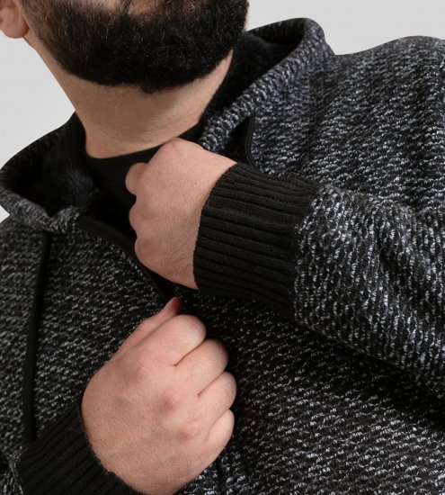 Duke Fareham Bonded Sherpa Lining Knitted Hoodie Grey - Hupparit ja collegepaidat - Miesten hupparit ja collegepaidat isot koot