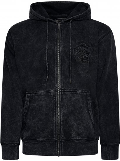 Kam Jeans 7082 Garment DYE with Zipper Hoodie Black - Hupparit ja collegepaidat - Miesten hupparit ja collegepaidat isot koot