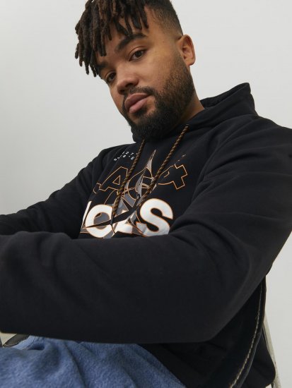 Jack & Jones Hunt Hoodie Black - Hupparit ja collegepaidat - Miesten hupparit ja collegepaidat isot koot
