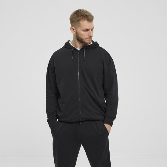 North Latitude Denim Hooded Full-Zip Sweatshirt Black TALL - TALL collegepaidat - 
