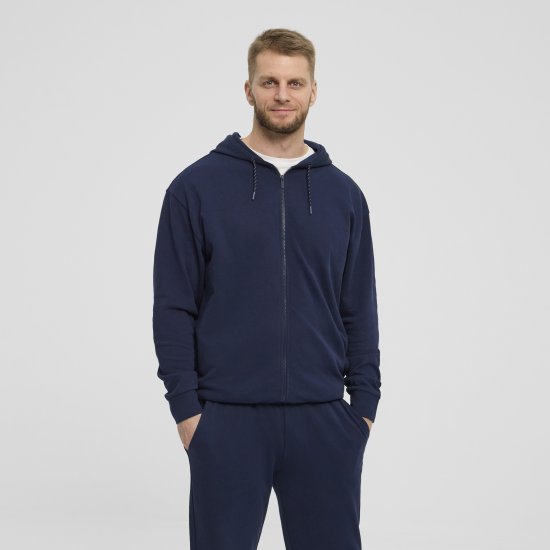 North Latitude Denim Hooded Full-Zip Sweatshirt Navy TALL - TALL collegepaidat - 