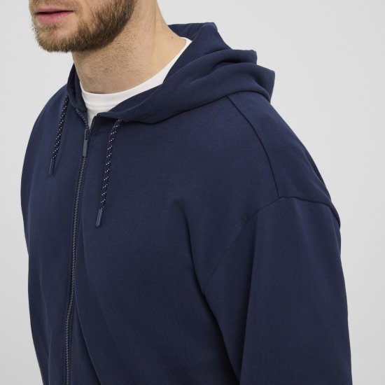 North Latitude Denim Hooded Full-Zip Sweatshirt Navy TALL - TALL collegepaidat - 