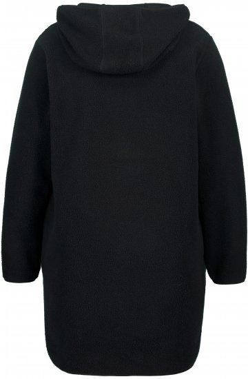 Ulla Popken Teddy Fleece Hooded Zip Neck Sweatshirt Black - Naisten hupparit ja collegepaidat isot koot - 