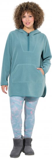 Ulla Popken Teddy Fleece Hooded Zip Neck Sweatshirt Ice Green - Naisten hupparit ja collegepaidat isot koot - 