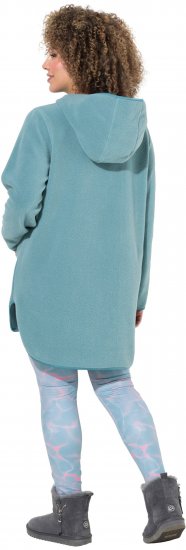 Ulla Popken Teddy Fleece Hooded Zip Neck Sweatshirt Ice Green - Naisten hupparit ja collegepaidat isot koot - 