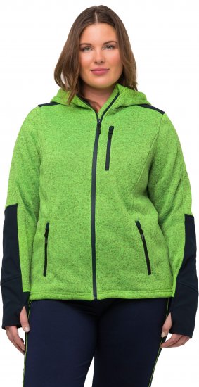 Ulla Popken Contrast Inserts Sweater Knit Hoodie Light Green - Naisten hupparit ja collegepaidat isot koot - 