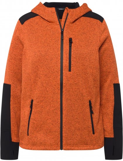 Ulla Popken Contrast Inserts Sweater Knit Hoodie Bright Orange Yellow - Naisten hupparit ja collegepaidat isot koot - 