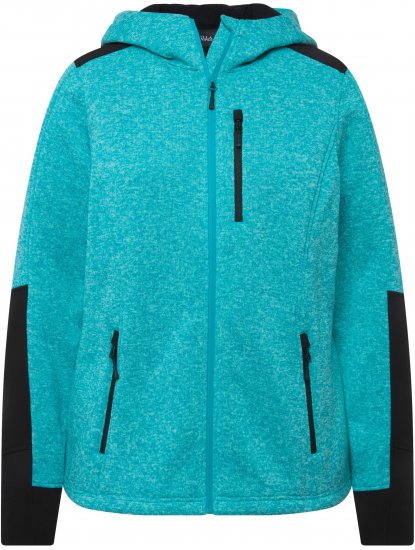 Ulla Popken Contrast Inserts Sweater Knit Hoodie Aquamarine - Naisten hupparit ja collegepaidat isot koot - 