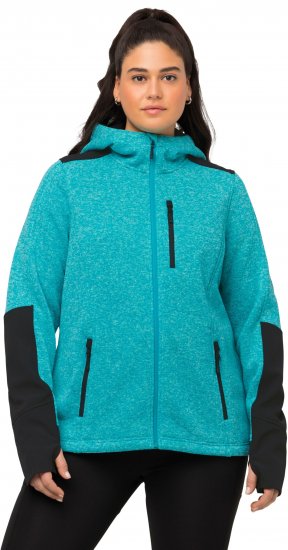 Ulla Popken Contrast Inserts Sweater Knit Hoodie Aquamarine - Naisten hupparit ja collegepaidat isot koot - 