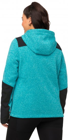 Ulla Popken Contrast Inserts Sweater Knit Hoodie Aquamarine - Naisten hupparit ja collegepaidat isot koot - 