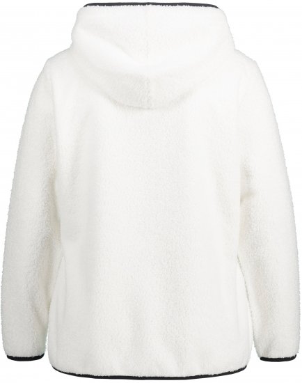 Ulla Popken Teddy Fleece Partial Zip Hoodie Snow White - Naisten hupparit ja collegepaidat isot koot - 