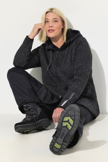 Ulla Popken Sweater Knit Fleece Hoodie Black - Naisten hupparit ja collegepaidat isot koot - Mukavat collegepaidat, huput ja neuleet